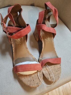Arturo Chiang Terracotta Cork Wedge Sandals